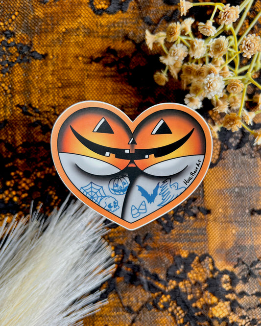 A booty wear halloween underwear in the shape of a heart and is a sticker