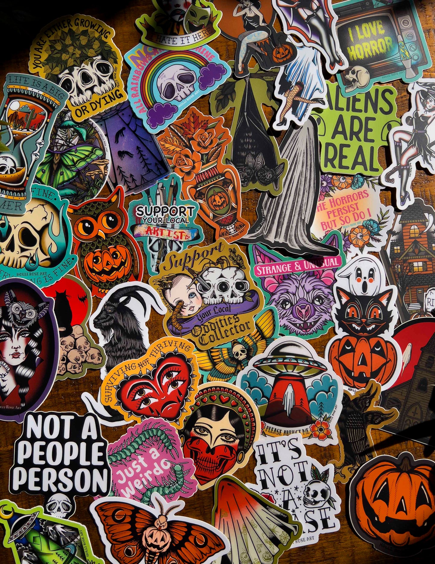 a bunch of colorful stickers