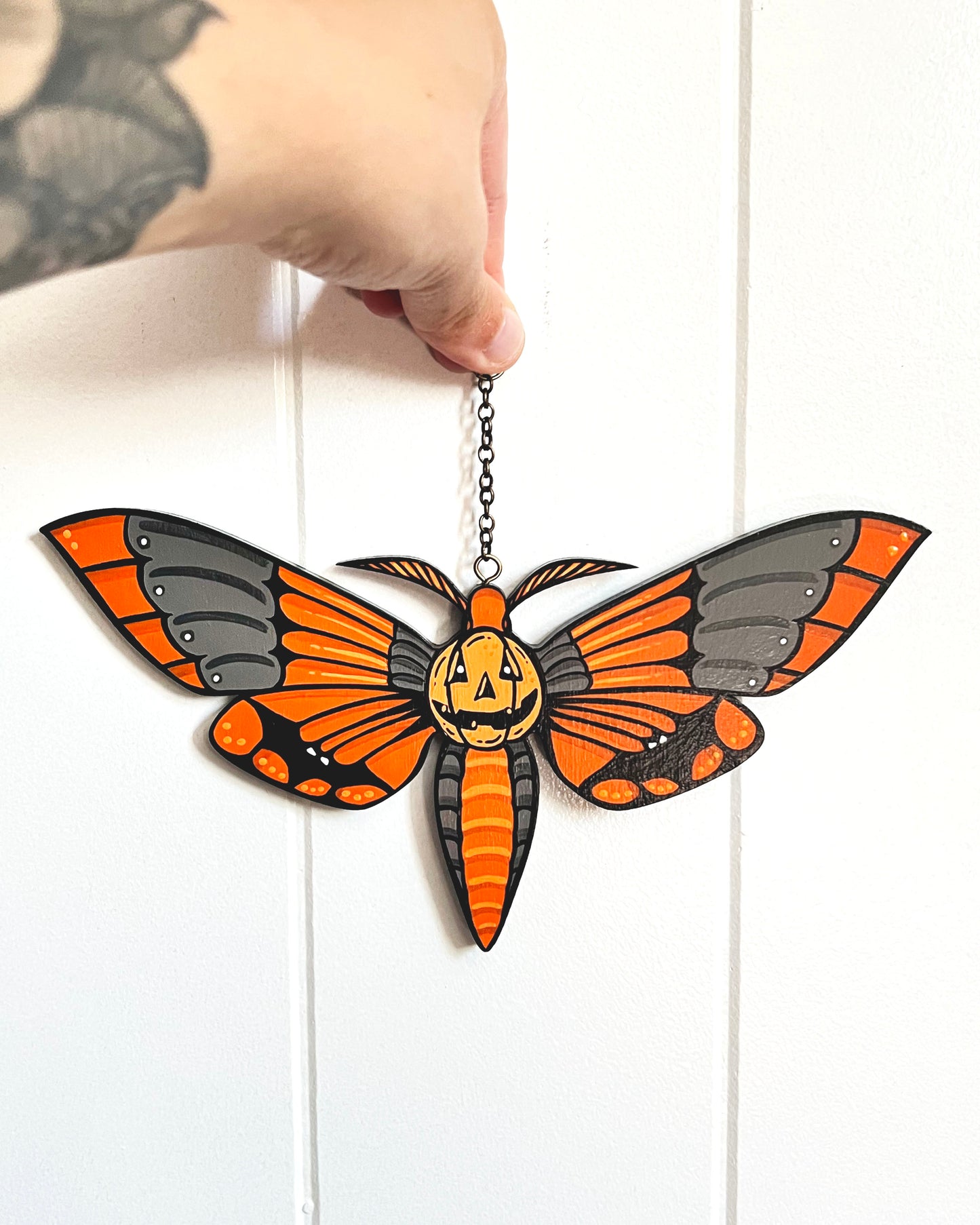 Pumpkin Moth Hand Painted Hanging