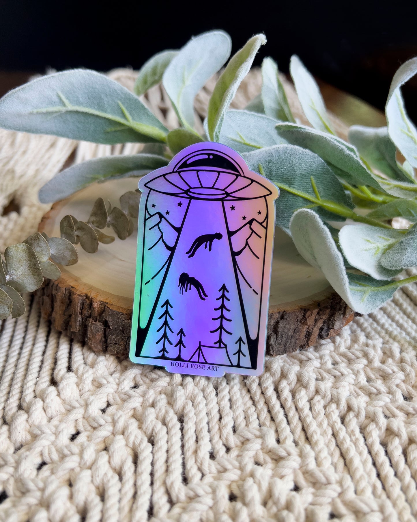 Holographic Neature Abduction Sticker