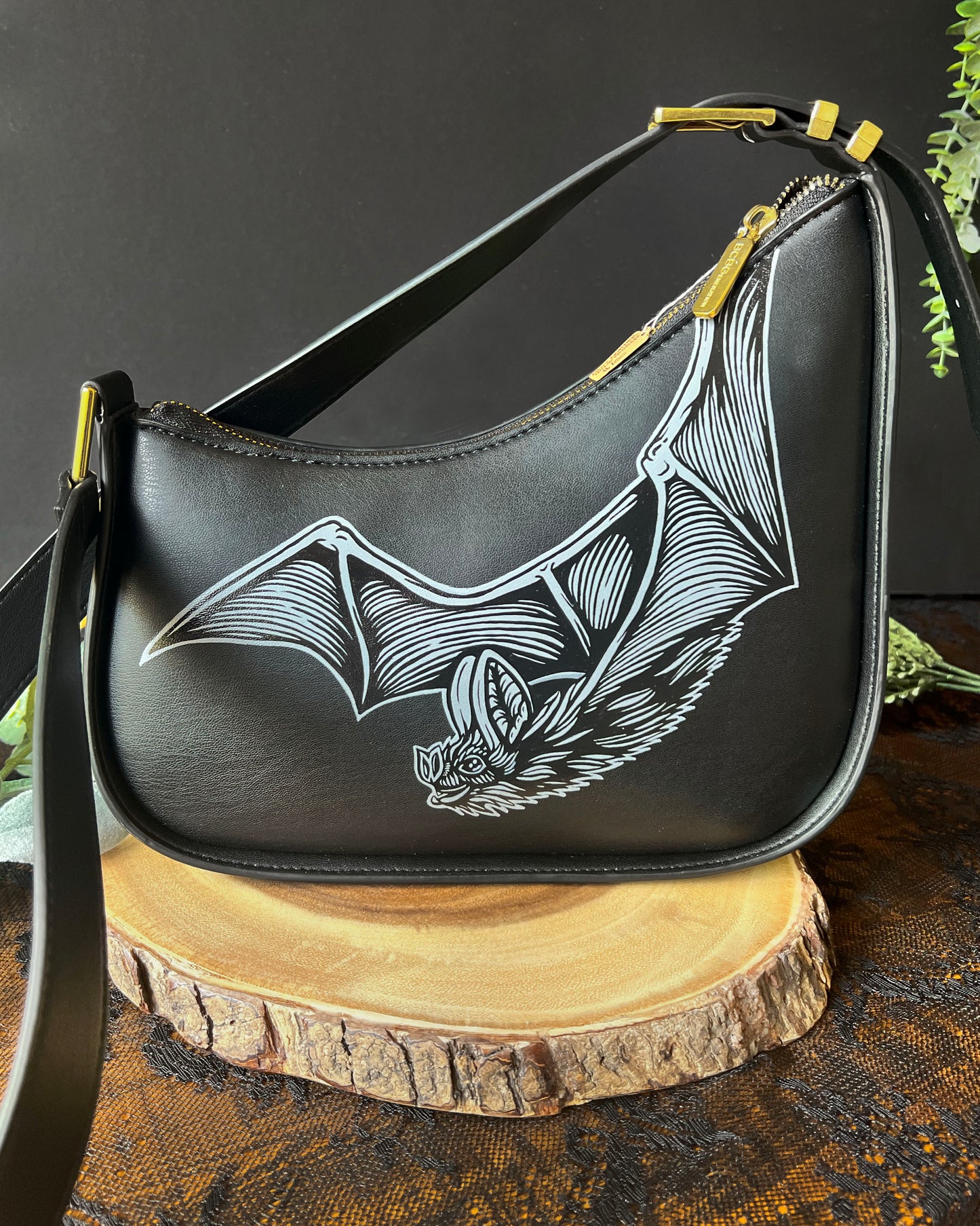 One Winged Bat Hand Painted Purse