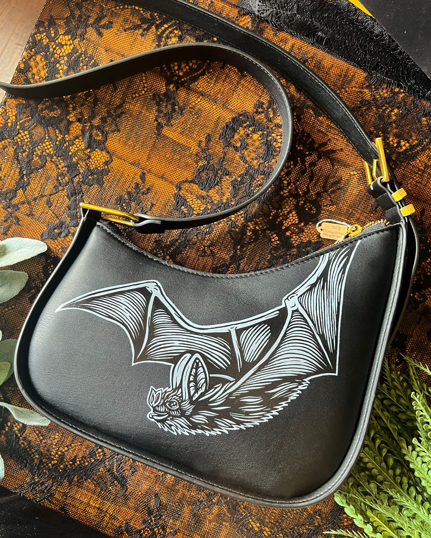One Winged Bat Hand Painted Purse