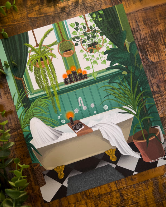 ghost in a bathroom art print