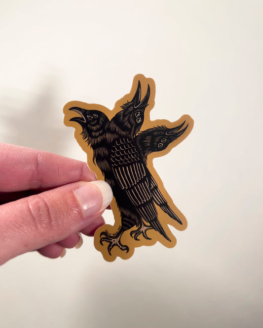 3 headed crow sticker