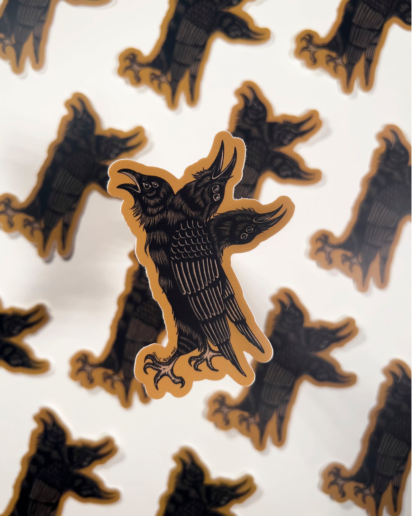 3 headed crow sticker