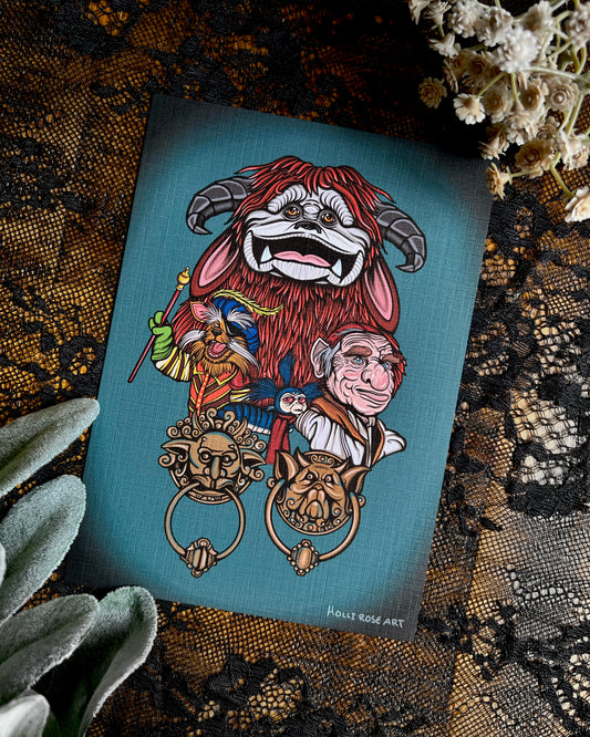 an art print with characters from labyrinth
