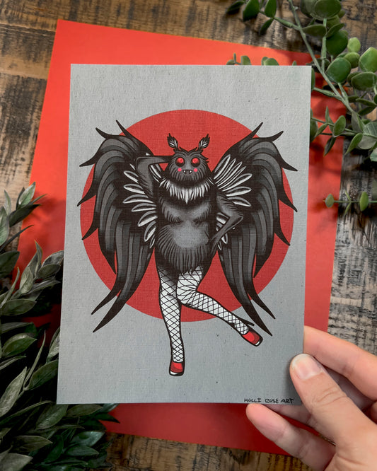 pinup moth woman print