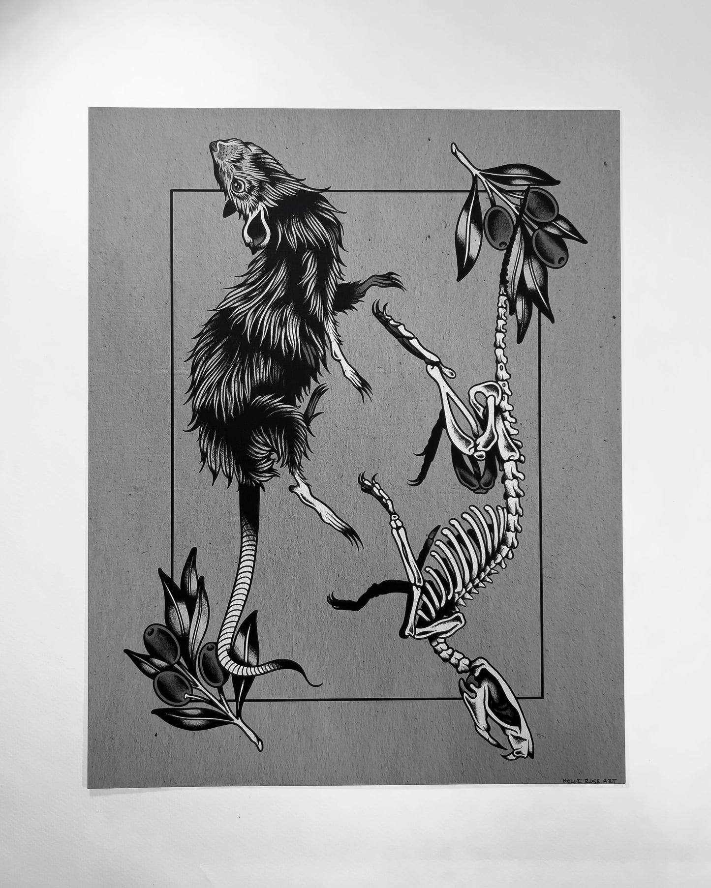 mouse and mouse skull print