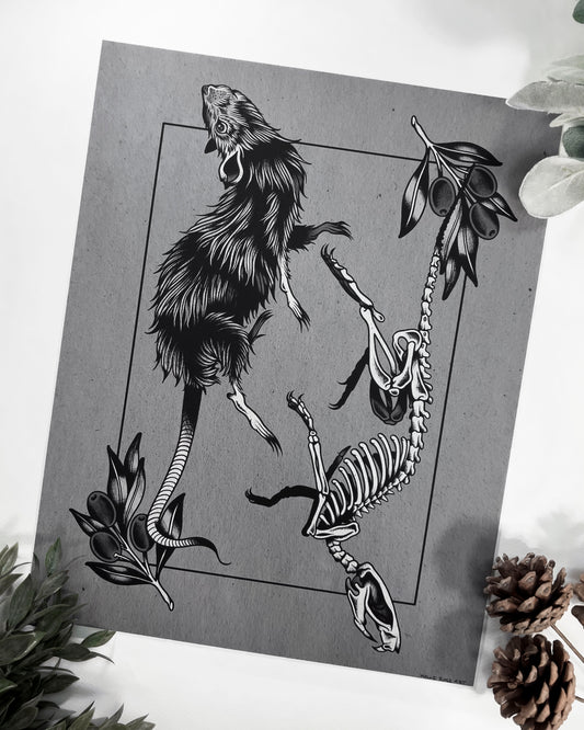 mouse and mouse skull print