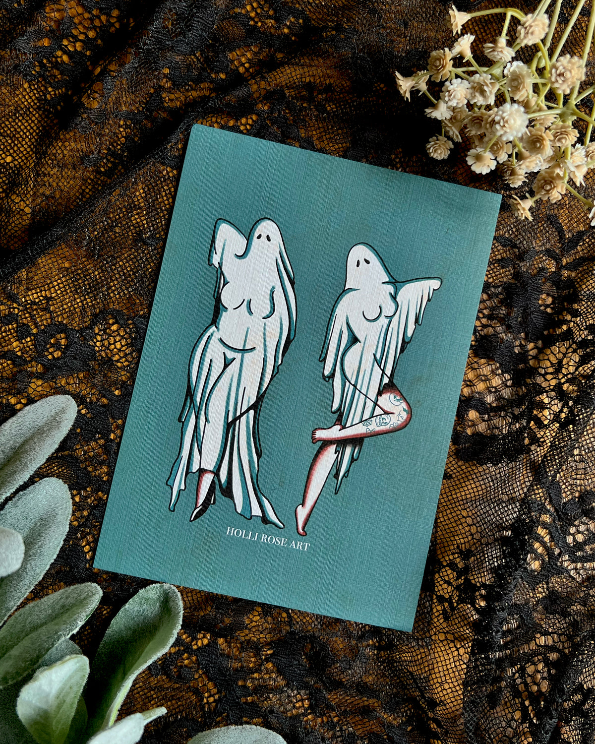 a print with 2 sheet ghost pinups
