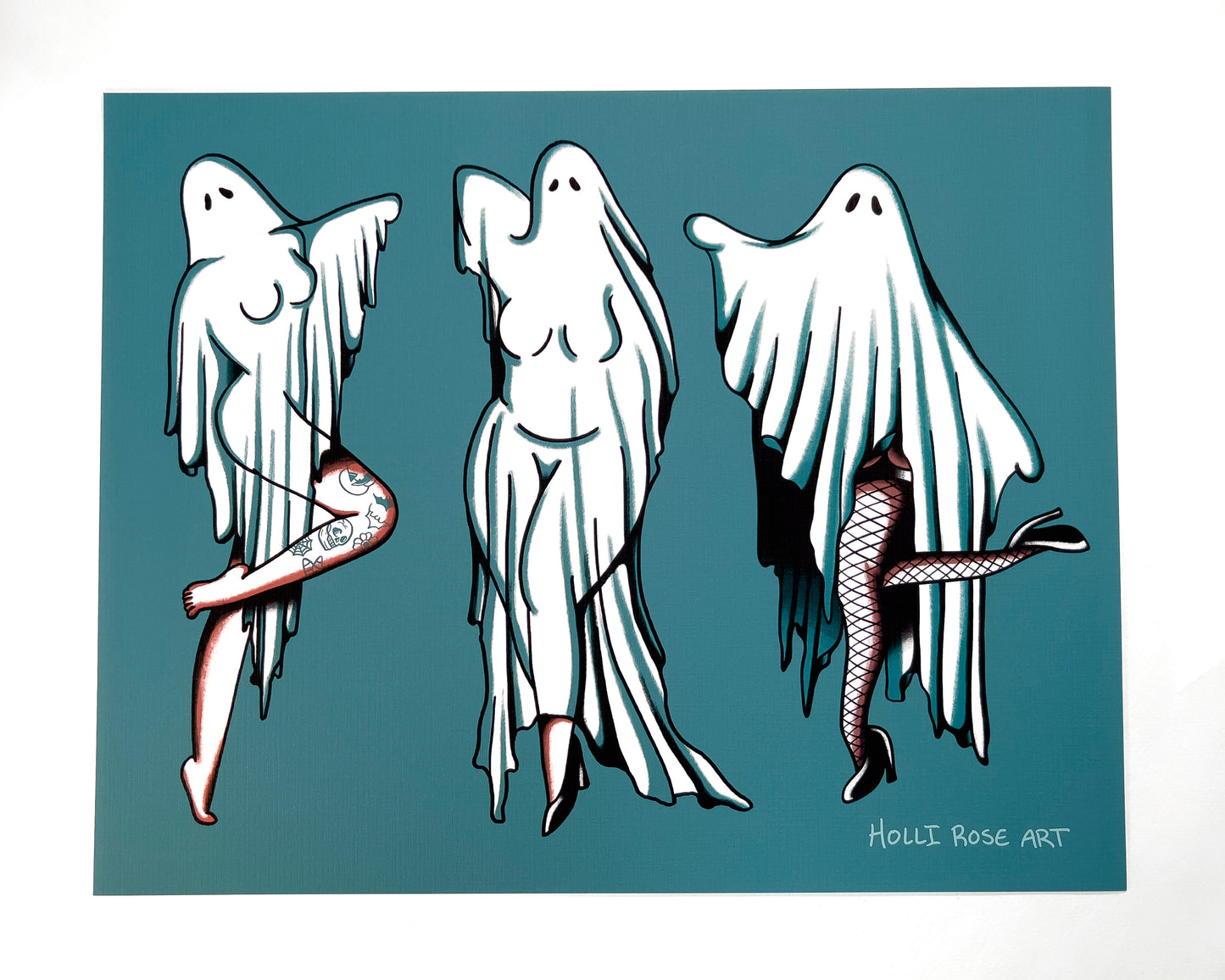 3 pinup ghosts art print