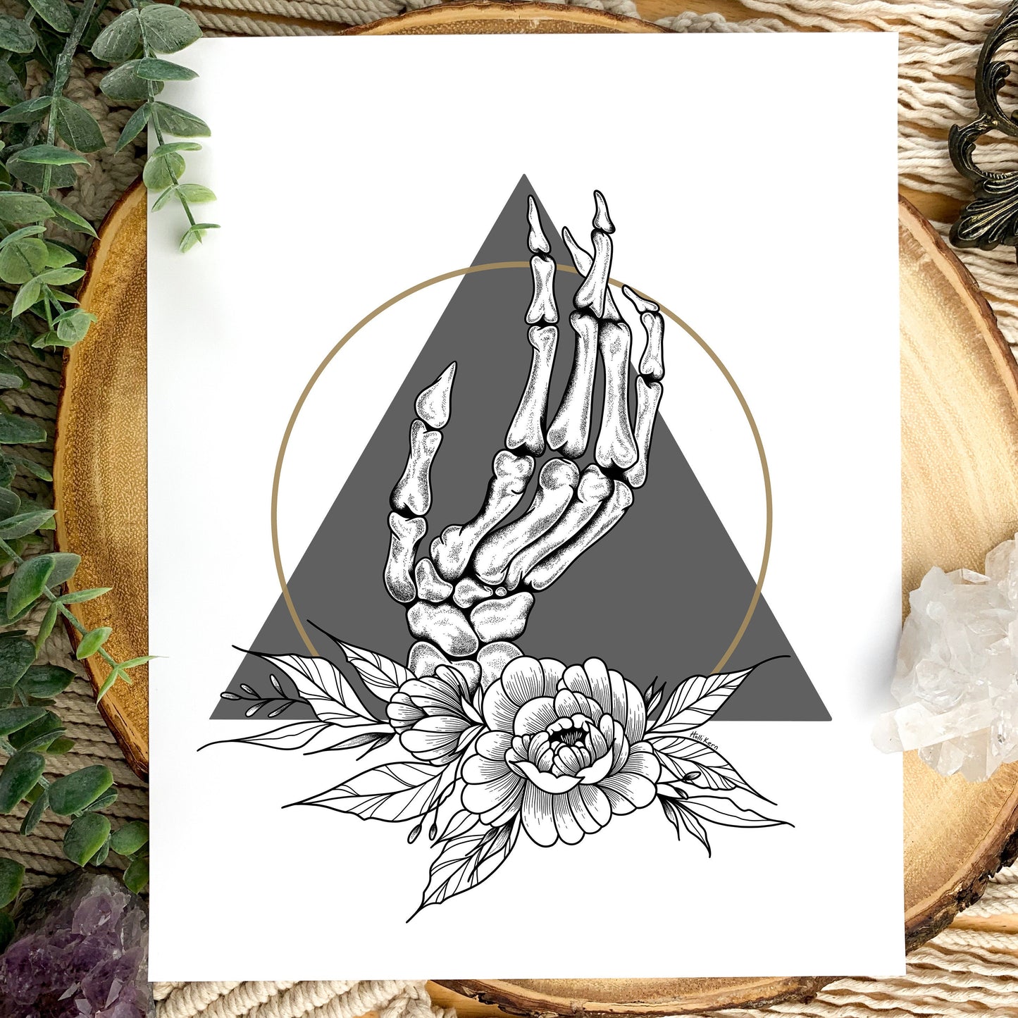 Floral Skeleton Hand Print