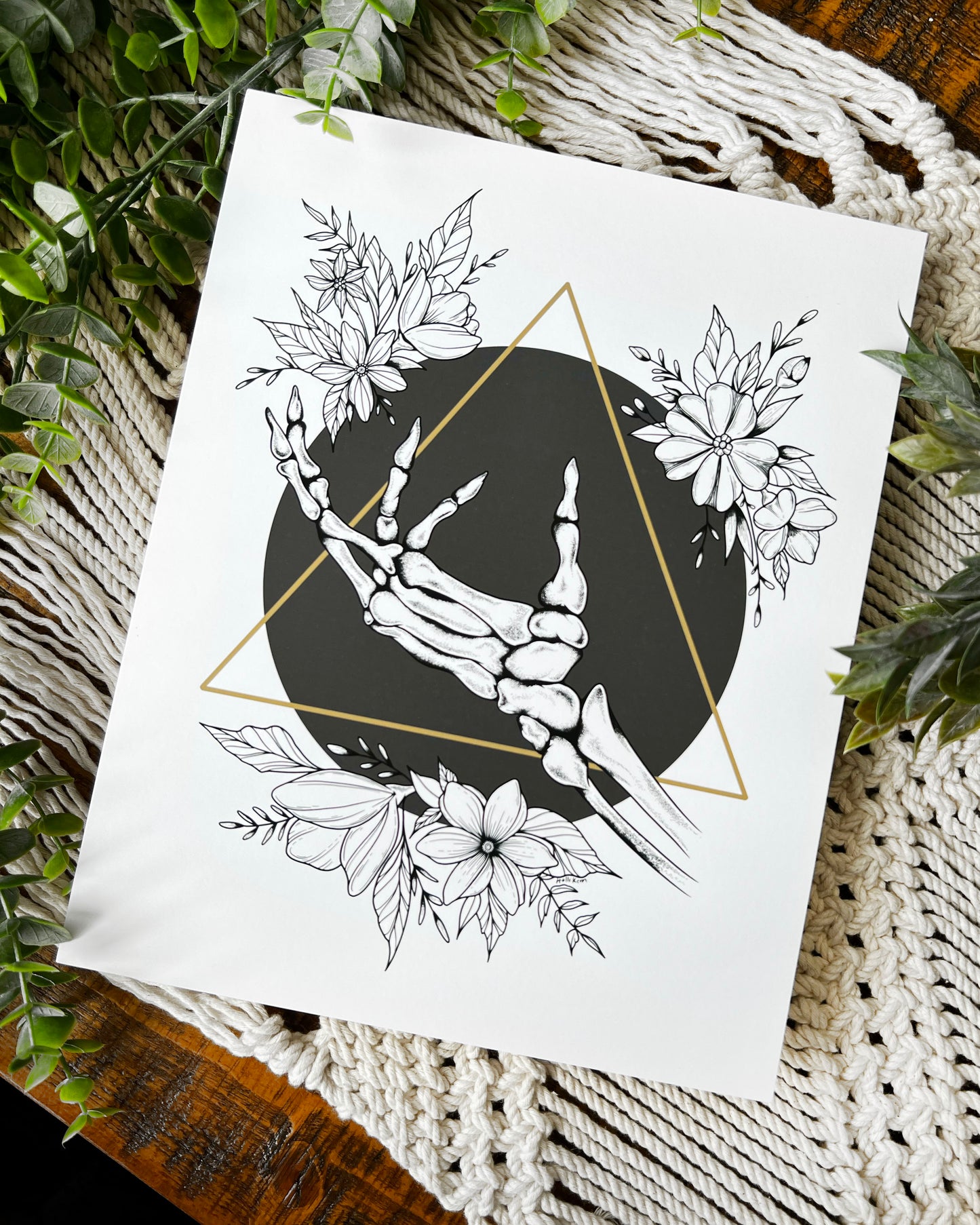 Skeleton Hand Floral Print