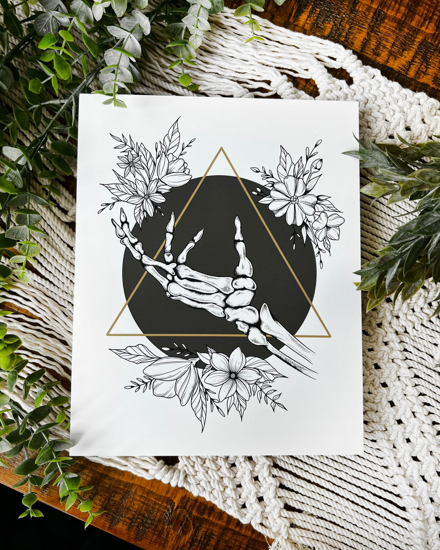 Skeleton Hand Floral Print