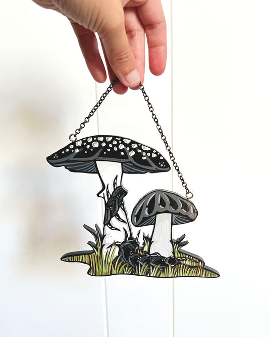 Black Mushroom Wall Hanging