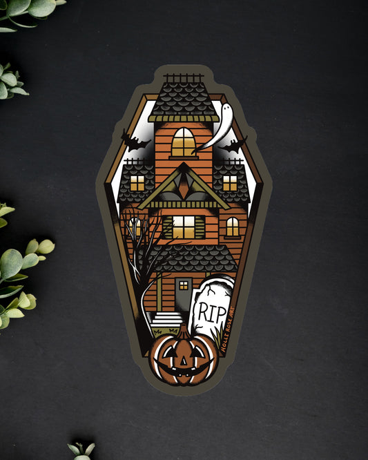 Haunted Coffin Sticker
