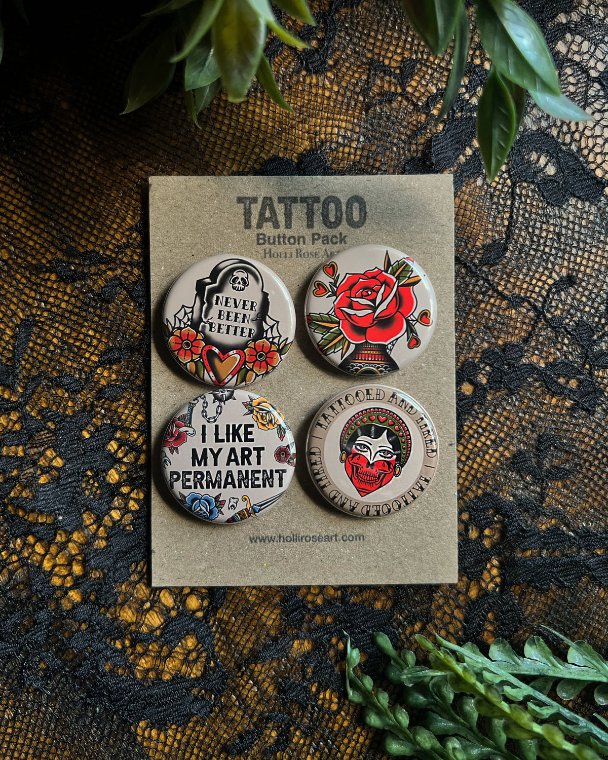 a button pack all about tattoos