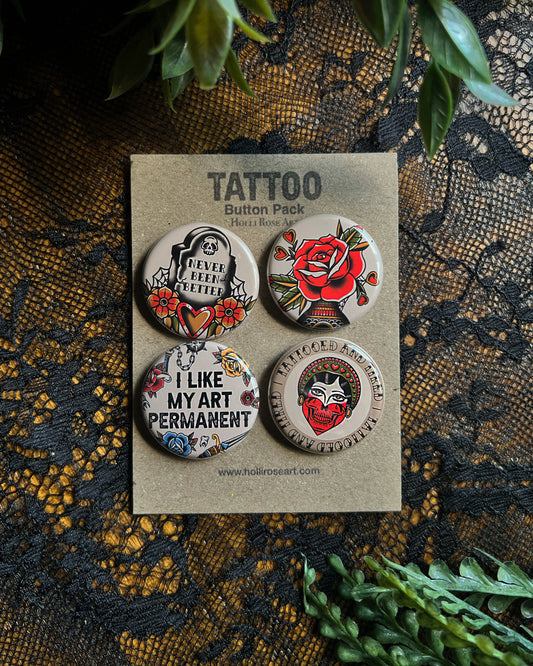 a button pack all about tattoos