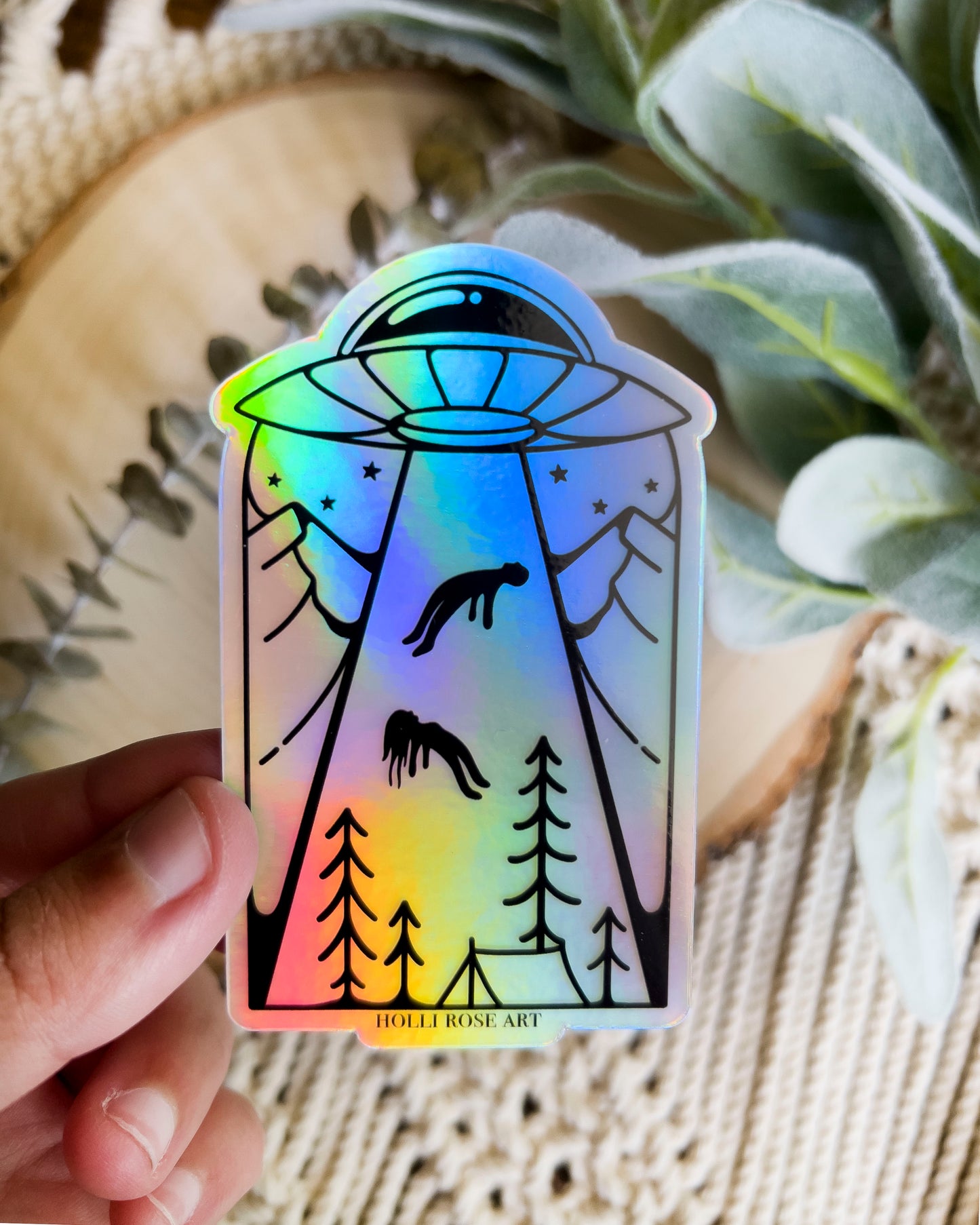 Holographic Neature Abduction Sticker