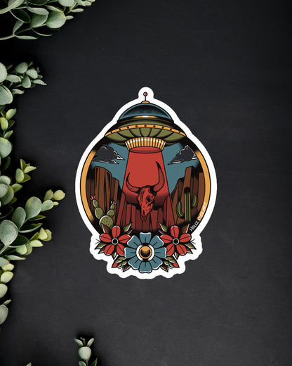 Alien Desert Abduction Sticker