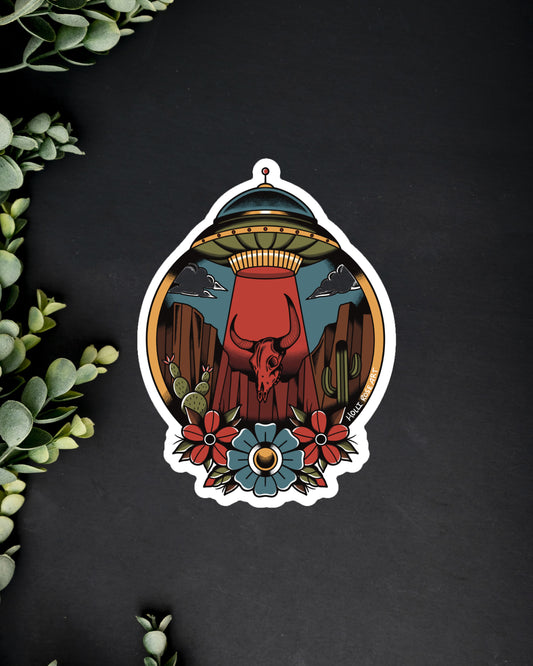 Alien Desert Abduction Sticker