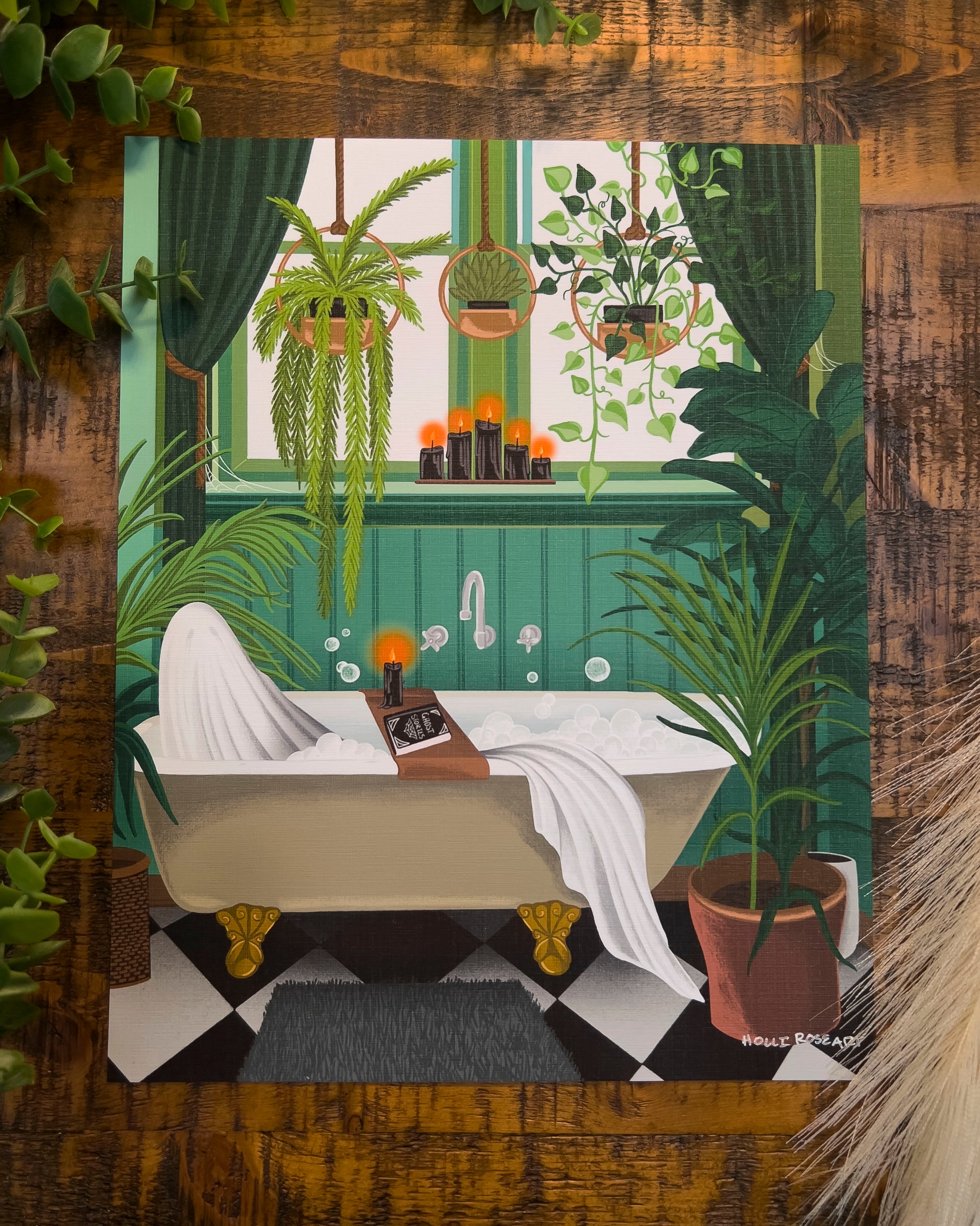 ghost in a bathroom art print