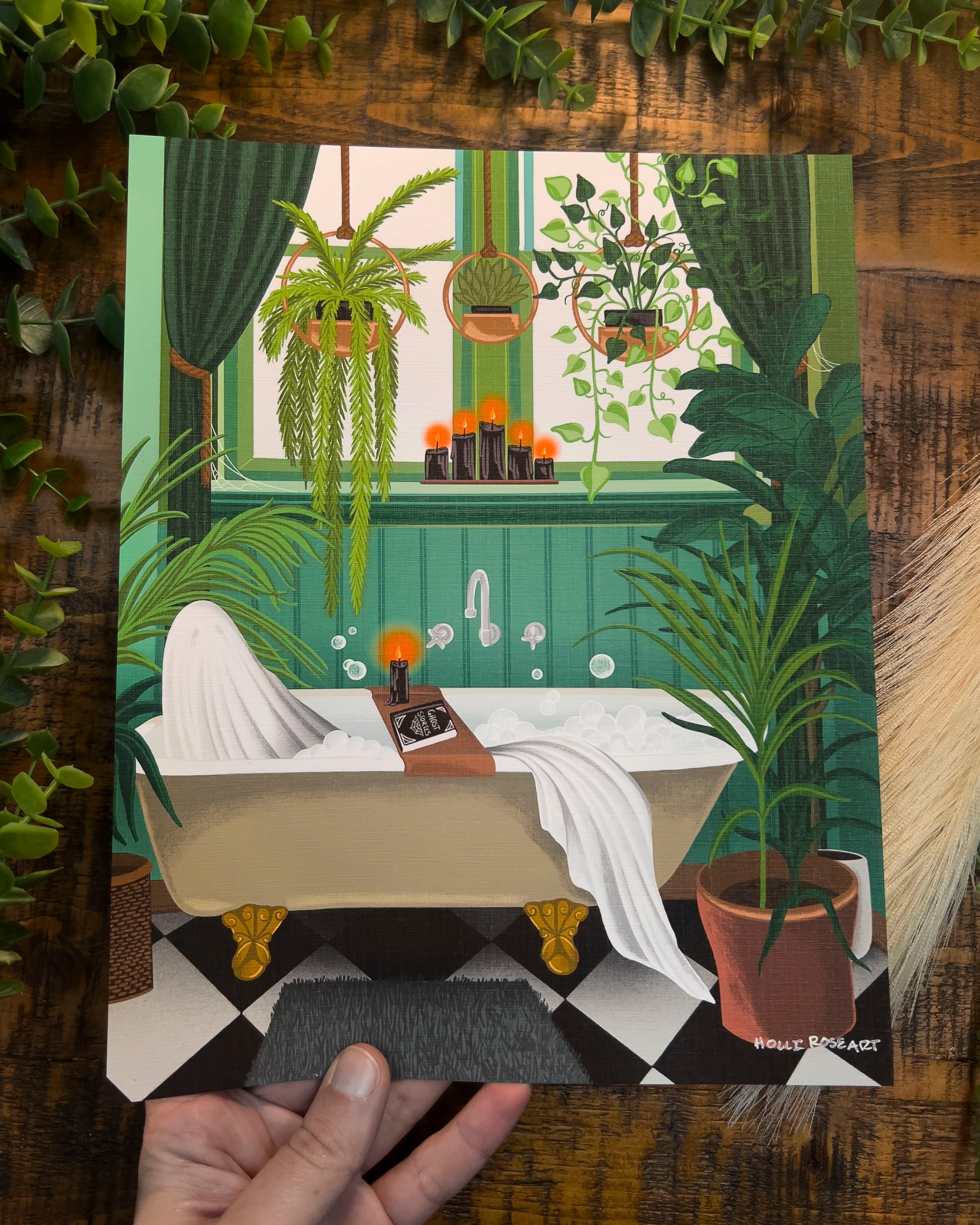 ghost in a bathroom art print