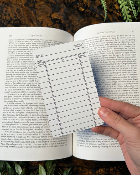 a bookmark back where you can log your reads
