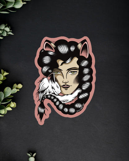 Kitty Kat Girl Sticker