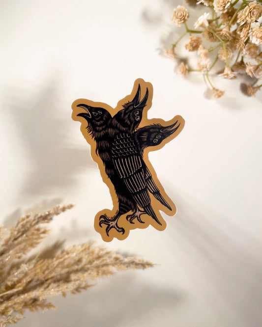 3 headed crow sticker 