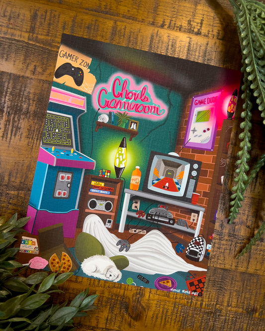 ghost in a gameroom art print