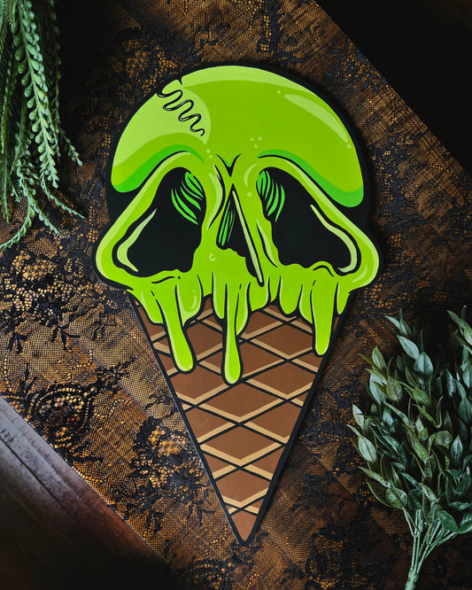 Green ISCREAM Hand Painted Cone