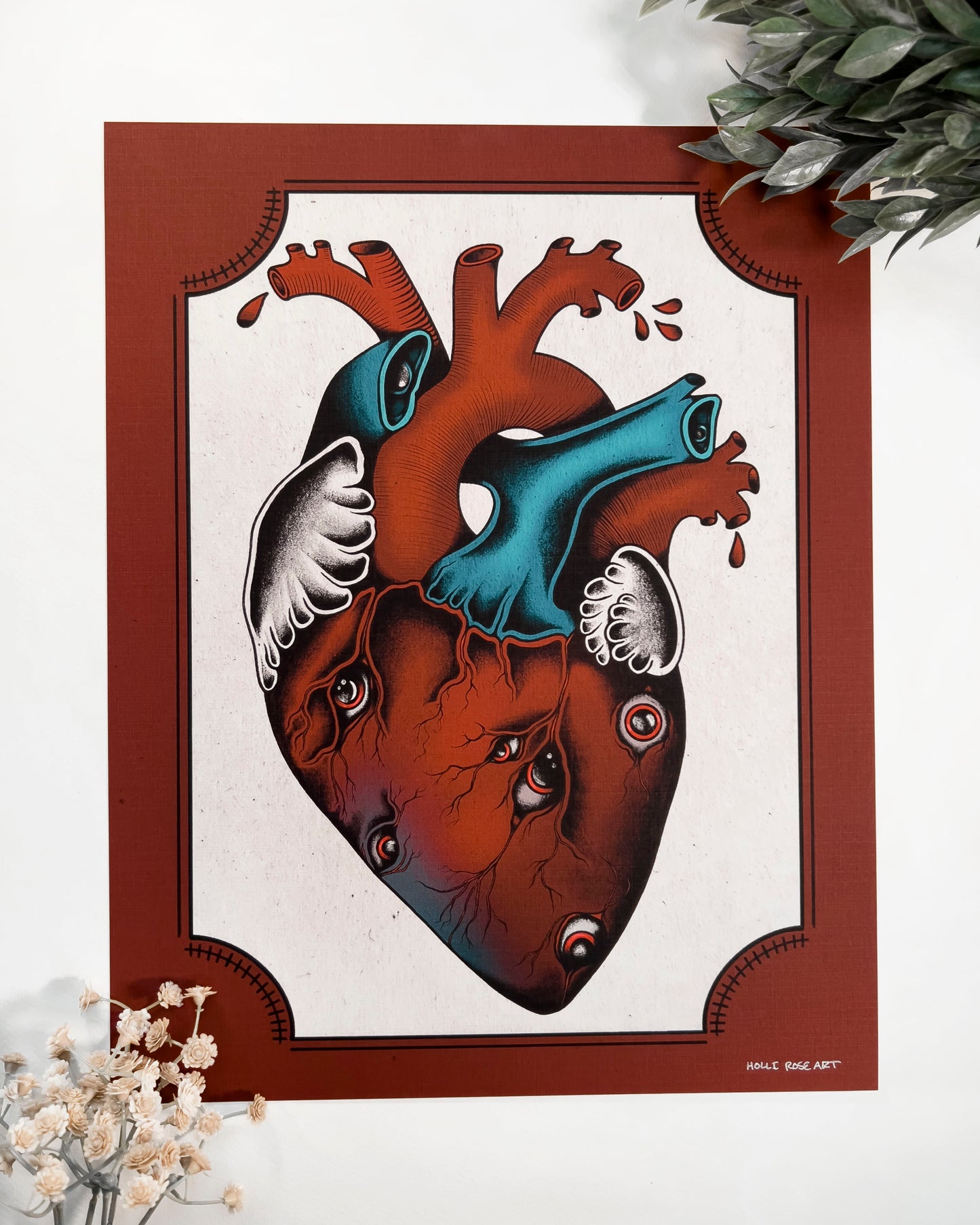 a heart with eyes print