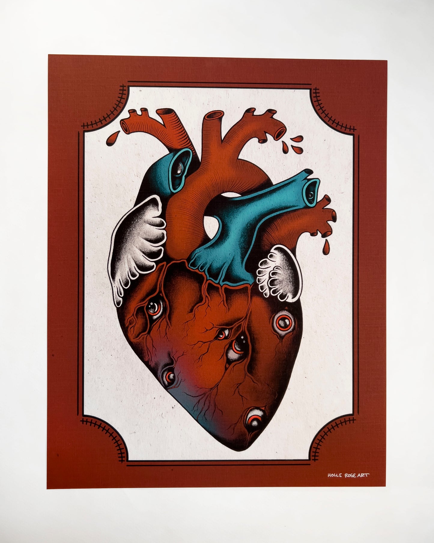 a heart with eyes print