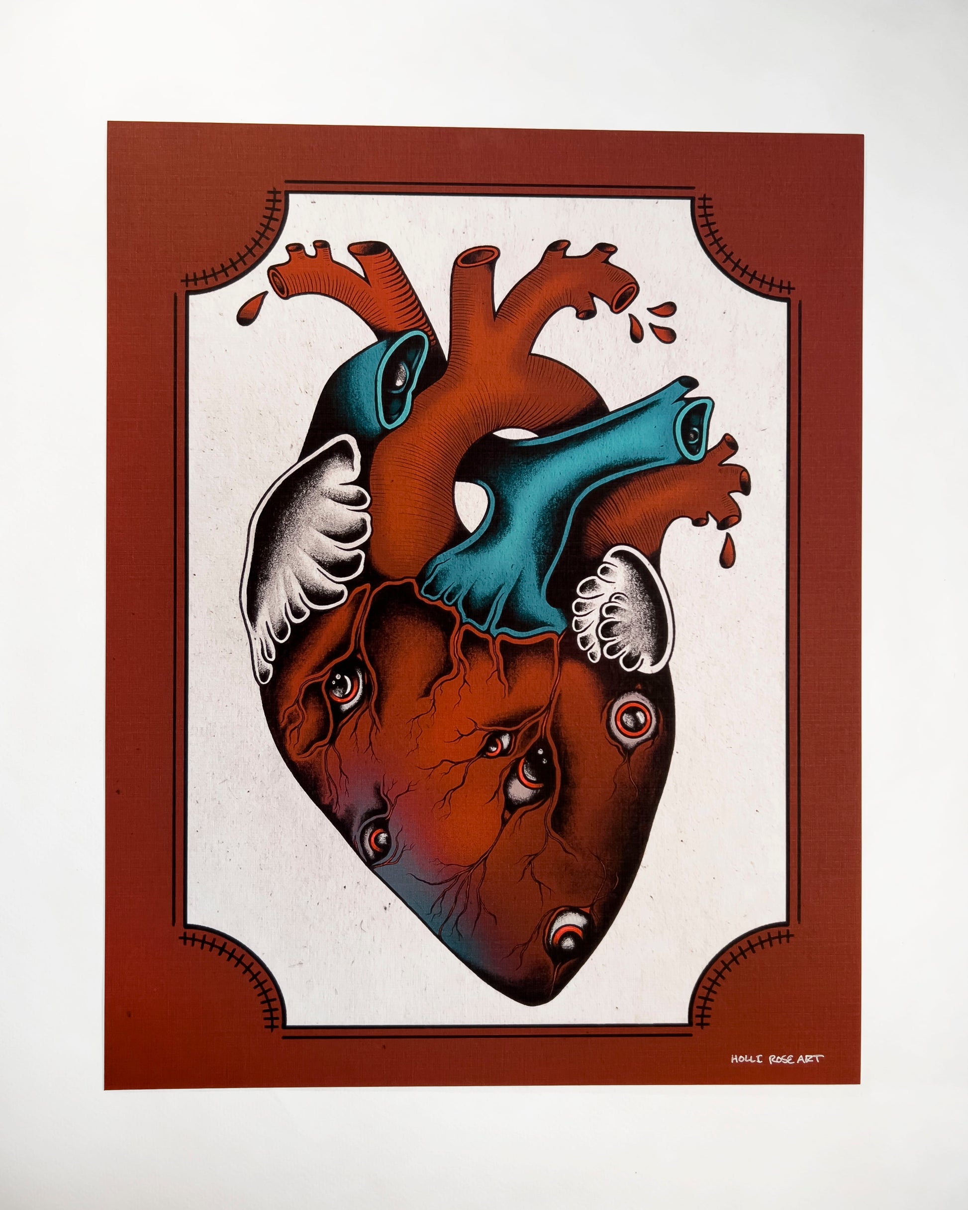a heart with eyes print
