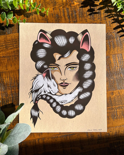 Kitty Kat Girl Print