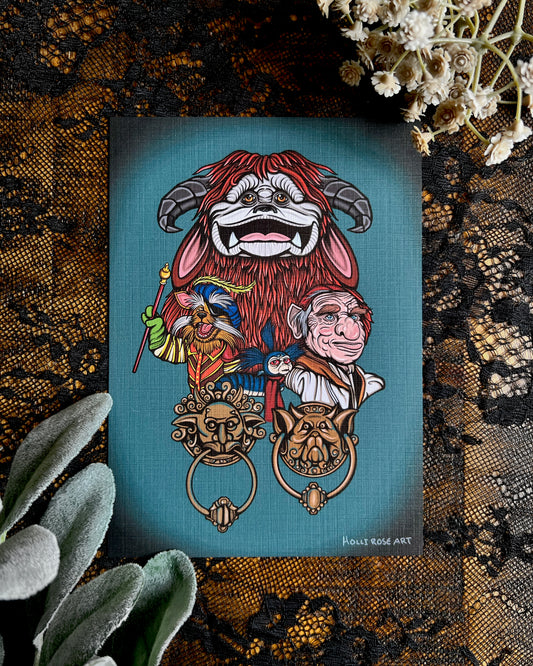 an art print with characters from labyrinth