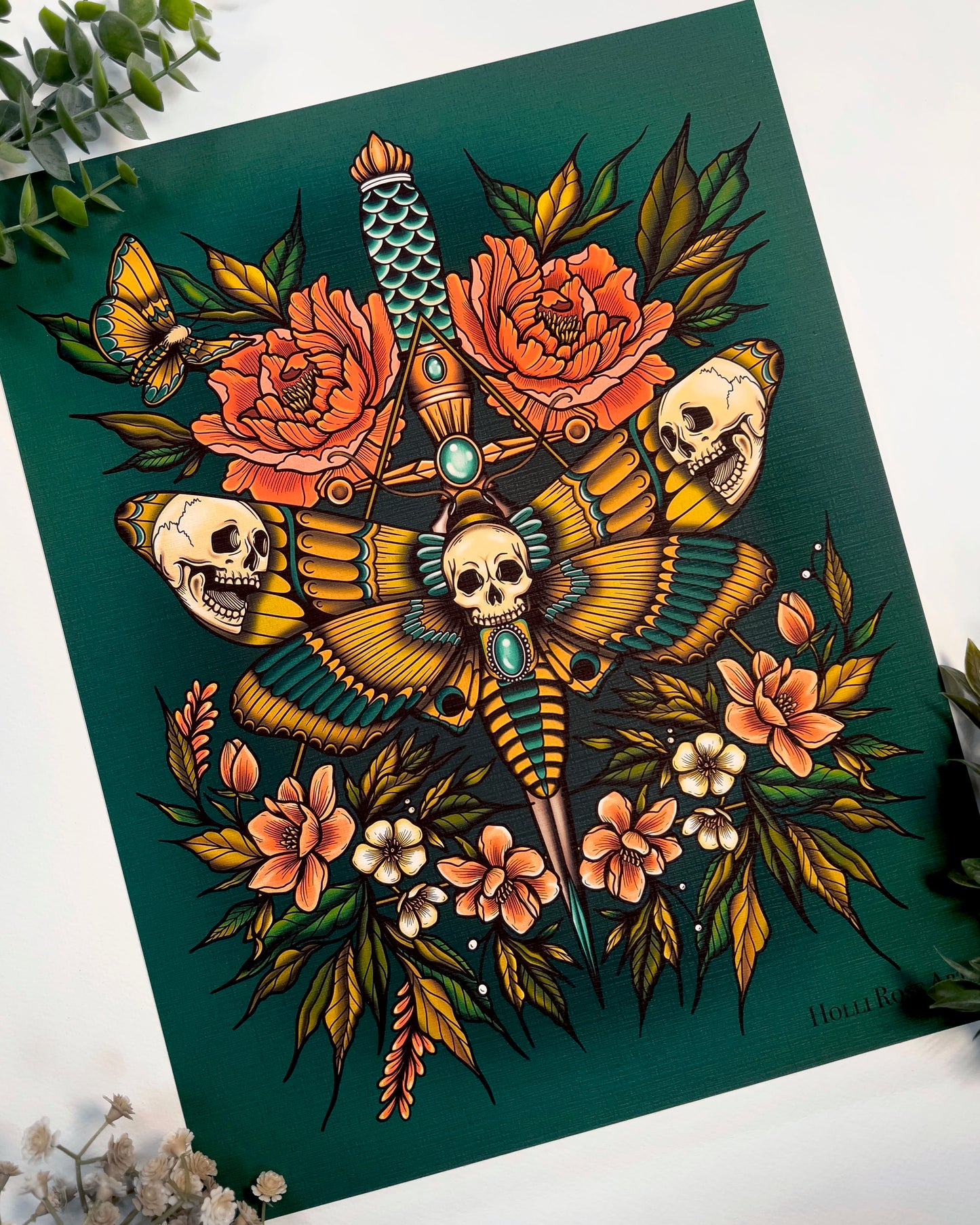 Death moth with a dagger print
