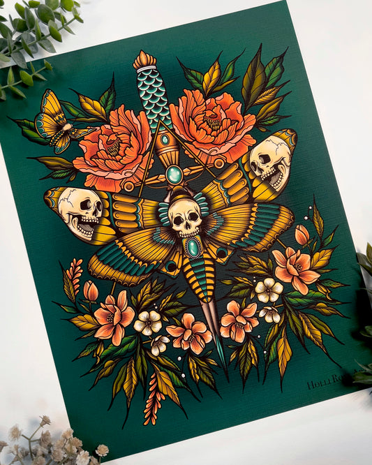 Death moth with a dagger print