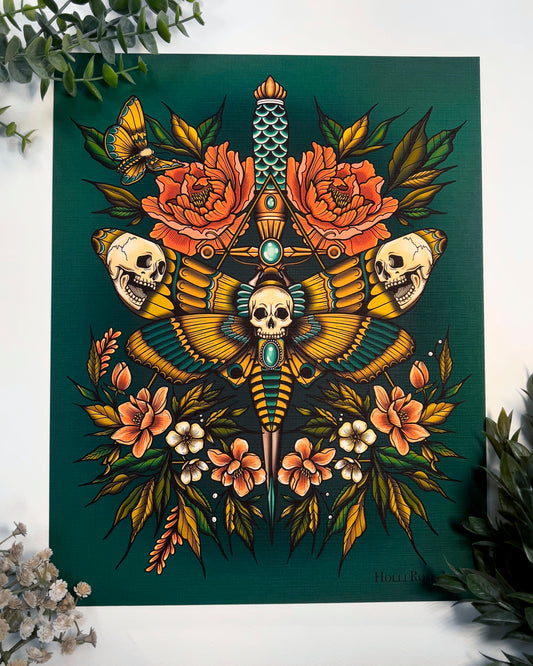 Death moth with a dagger print