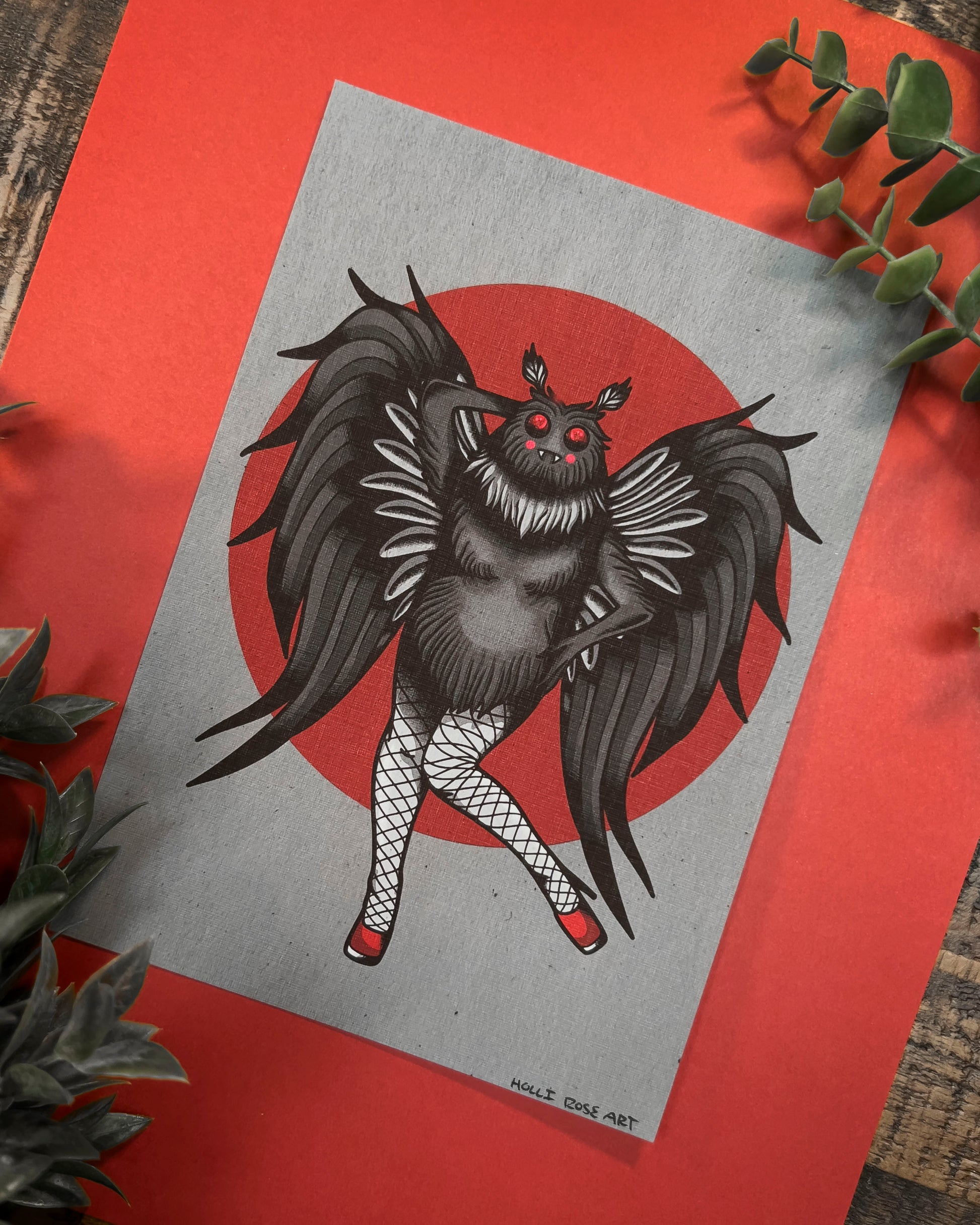 pinup moth woman print