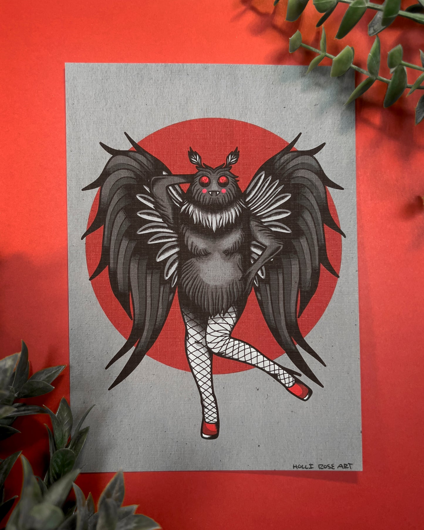 pinup moth woman print