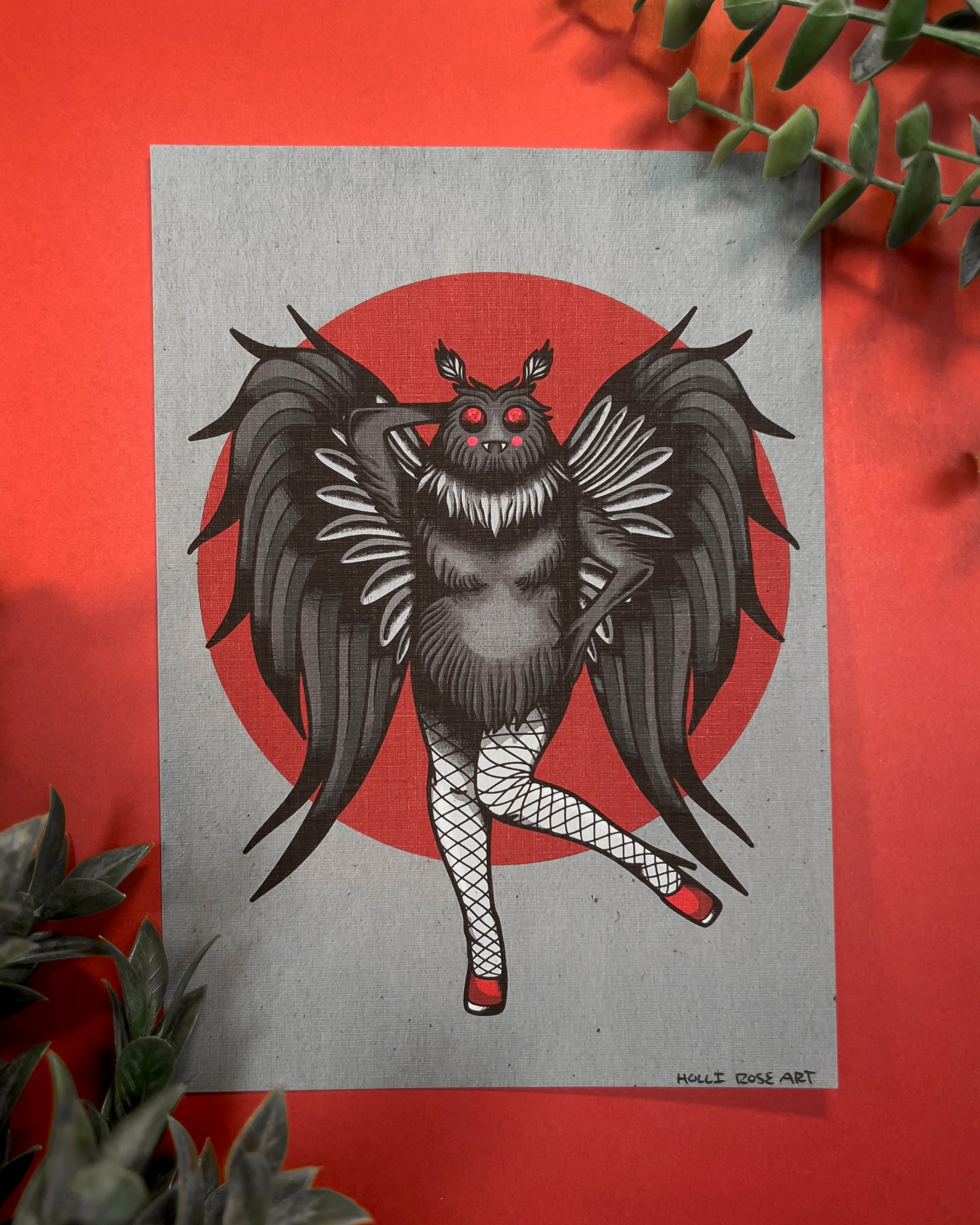 pinup moth woman print