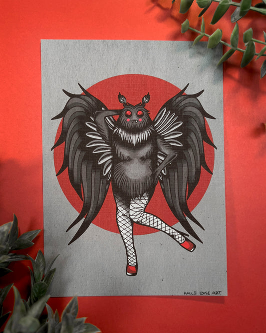 pinup moth woman print