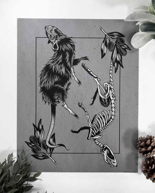 mouse and mouse skull print