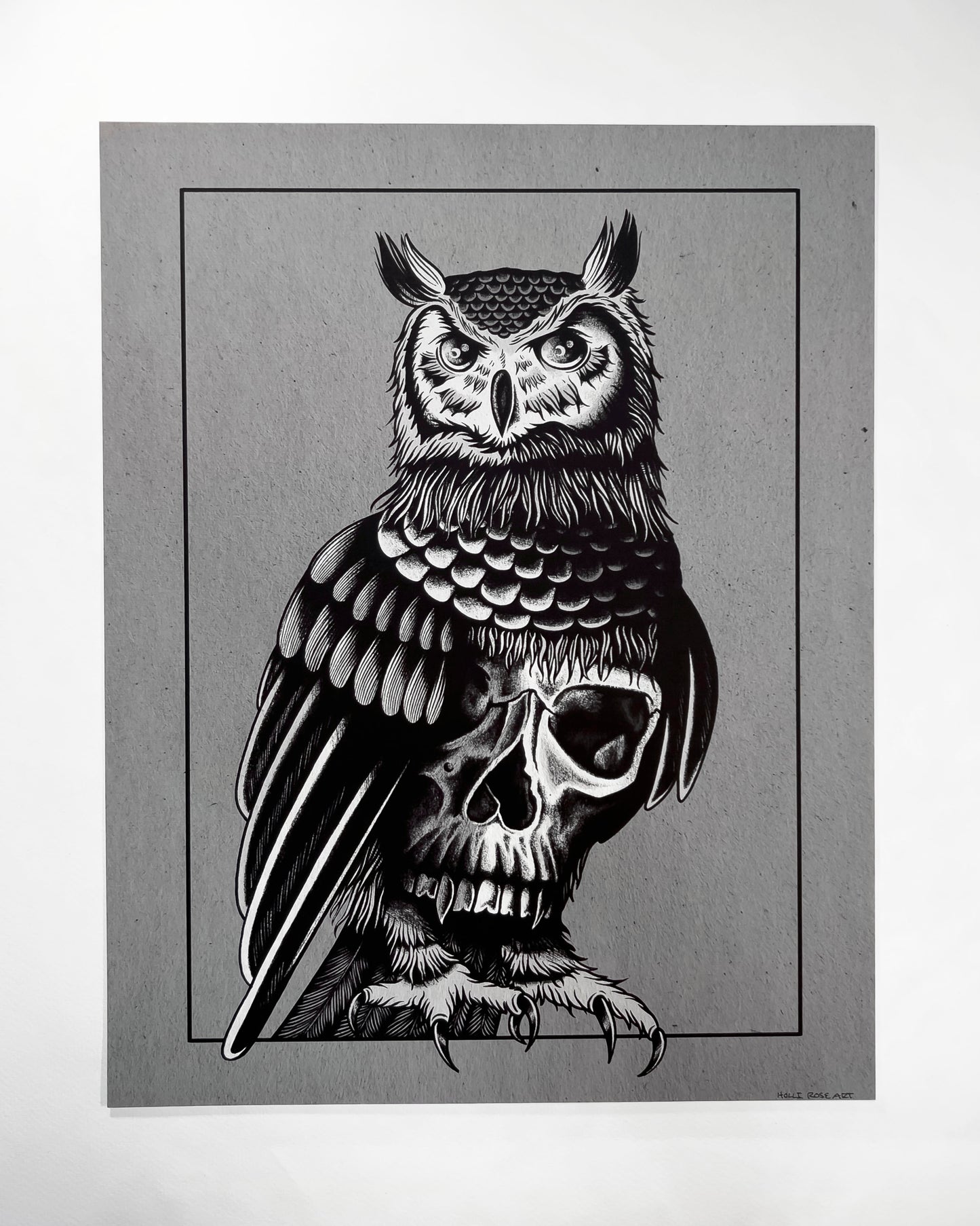 skull owl print