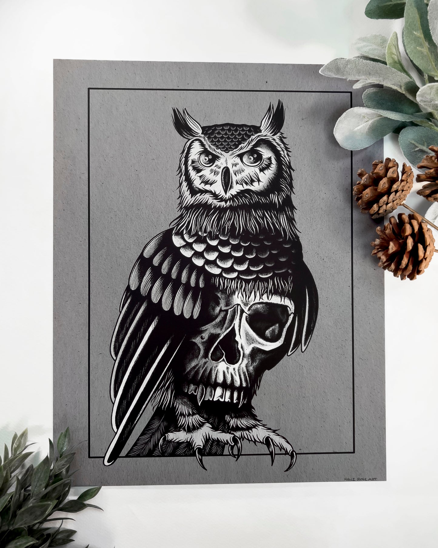 skull owl print