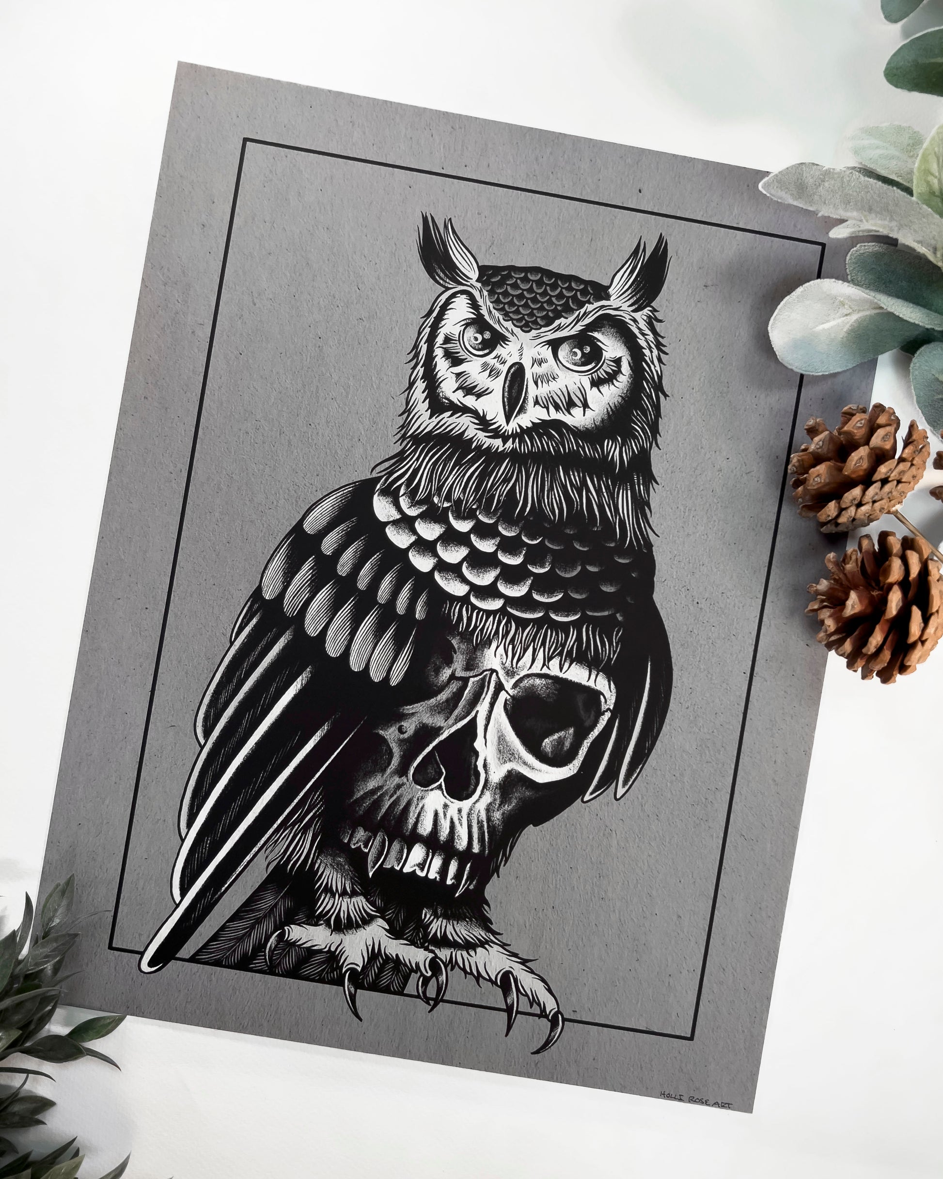 skull owl print