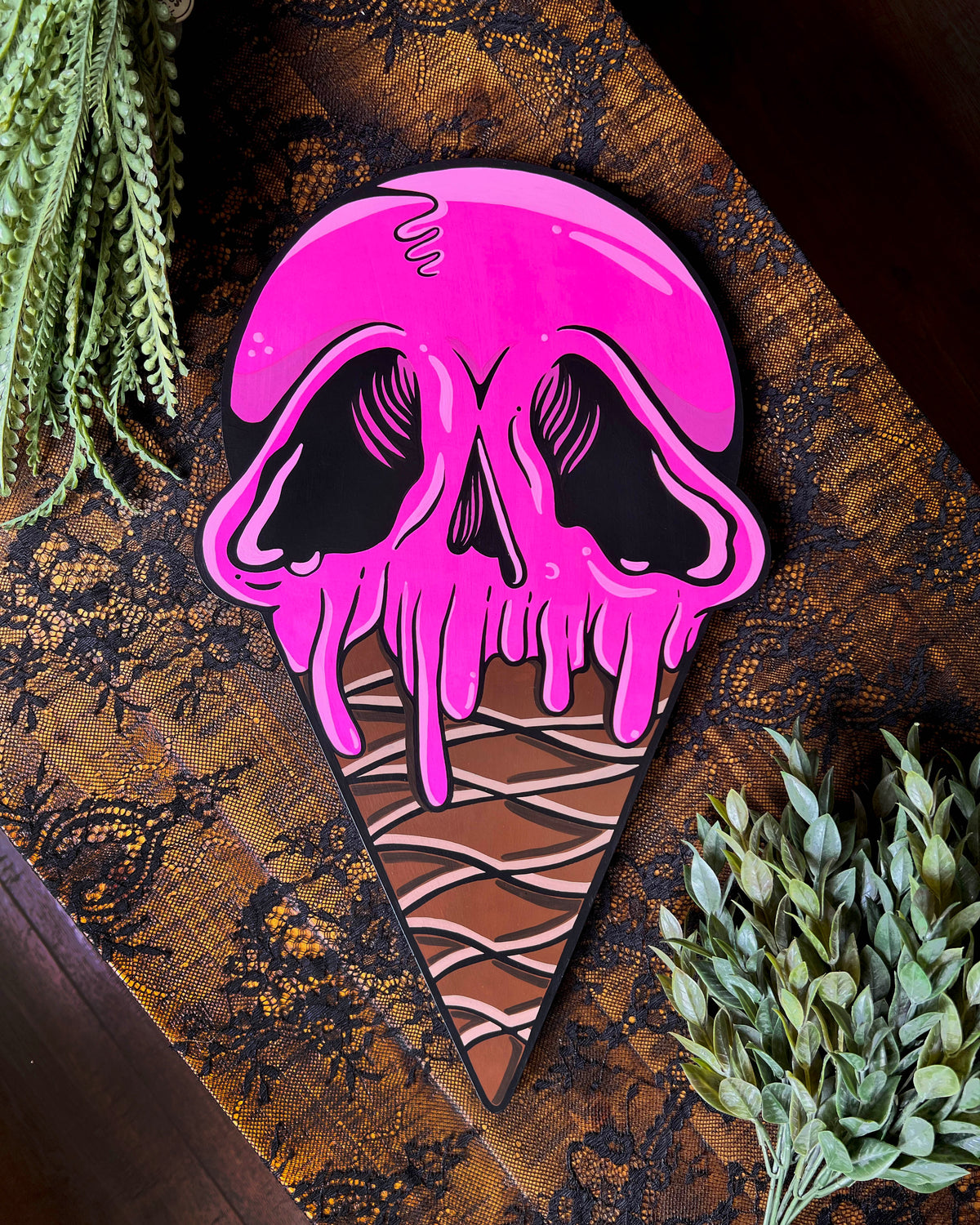 Pink ISCREAM Hand Painted Cone