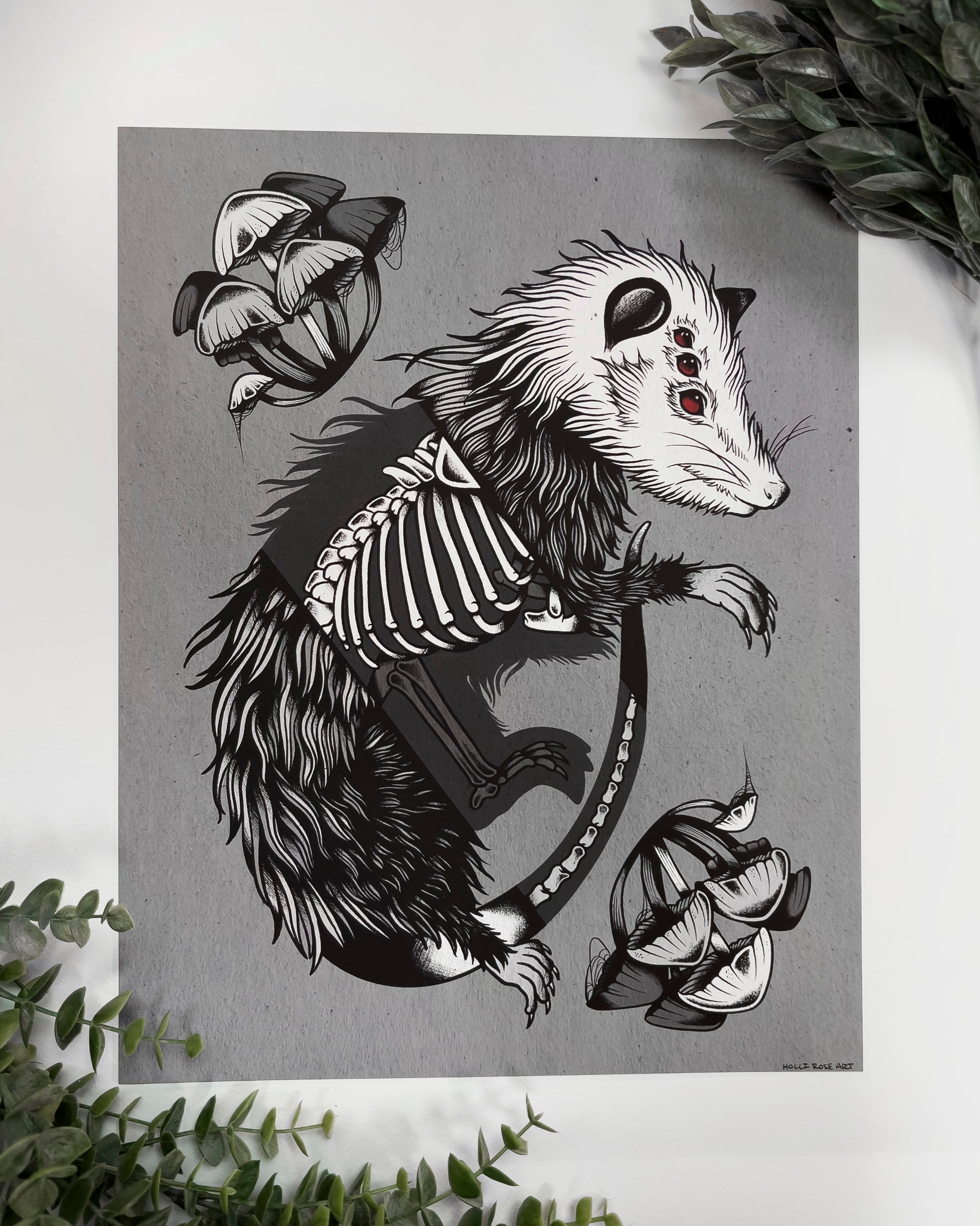 a possum with 3 eyes print